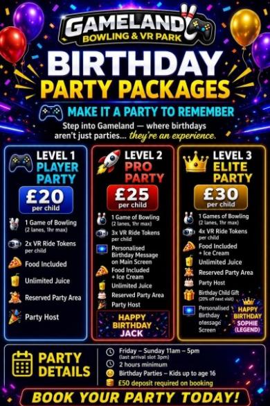 Birthday Parties at Gameland Cookstown.
